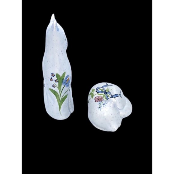 Vintage NS Gustin Co Ceramic White Cats Flowers and Bows Standing And Laying - Picture 2 of 8